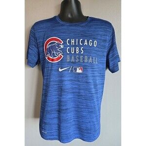 The Nike Tee Large MLB Chicago Cubs BB Blue 💙 Heather Shirt Dri-Fit  Poly Mens